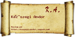 Kőszegi Andor névjegykártya